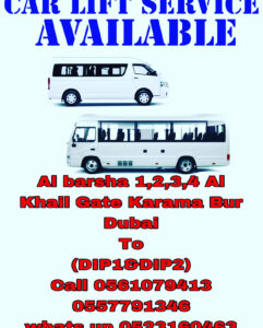 Carlift Services al barsha al khail gate karama bur dubai to dip1/2